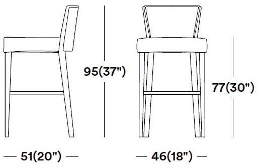 Tirolo Табурет из массива дерева и ткани со спинкой London 016 sg - Вид №5