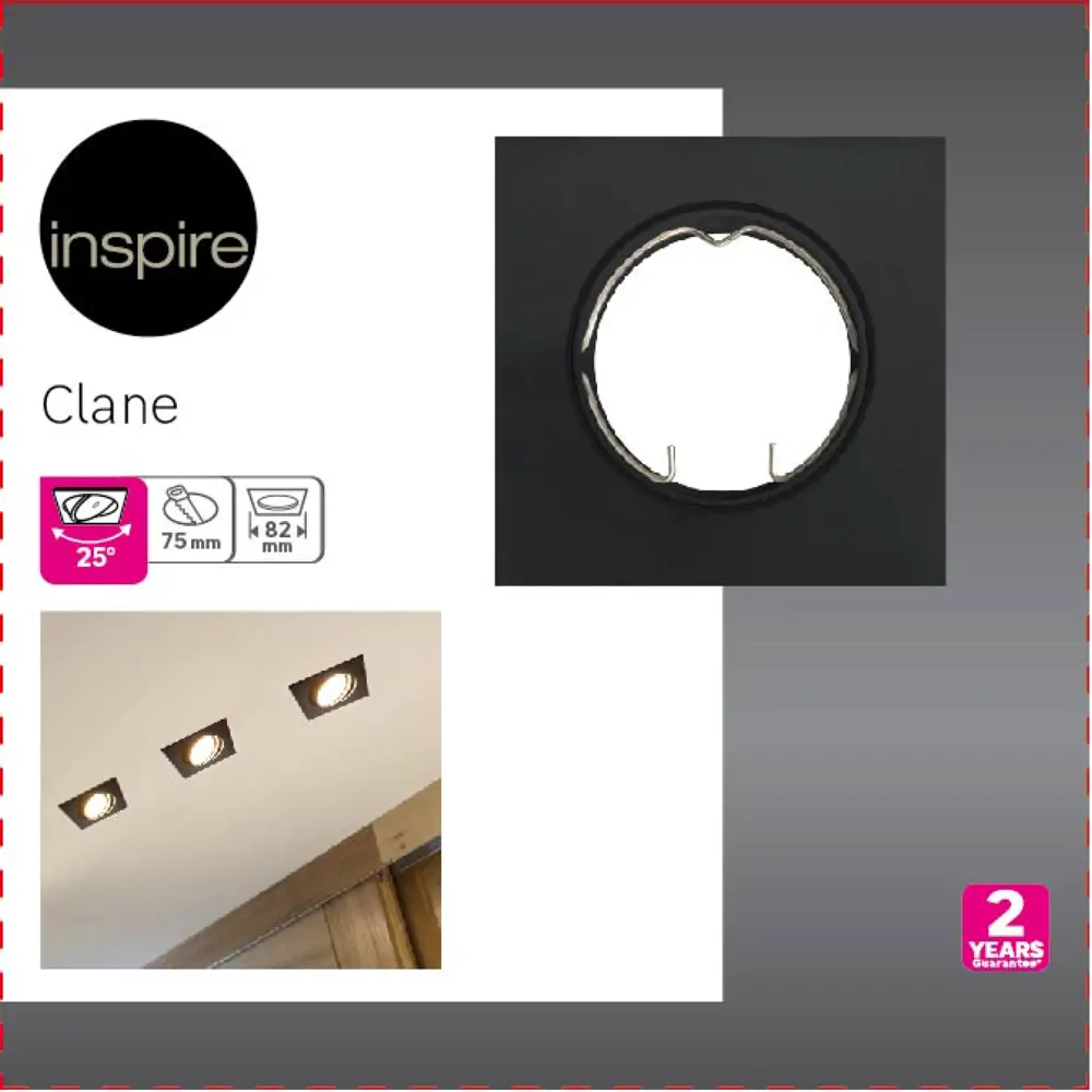 Светильник точечный встраиваемый Inspire Clane под отверстие 75 мм 0.5 м² цвет чёрный 82353134 STLM-2168979  - Вид №2