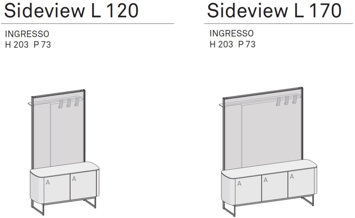Caccaro Лаковая вешалка / шкаф для прихожей с распашными дверями Sideview sun-id-1384274 - Вид №4