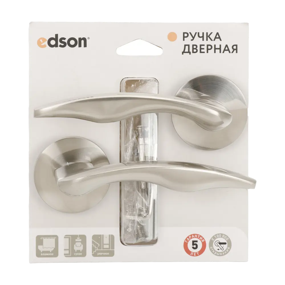 Дверная ручка на розетке Edson EDS-29-R2 без запирания цвет никель 89456900 STLM-2107634  - Вид №2