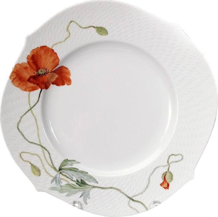 93227 Meissen Тарелка обеденная 28,5см "Игра волн, рельеф, маки" Фарфор 