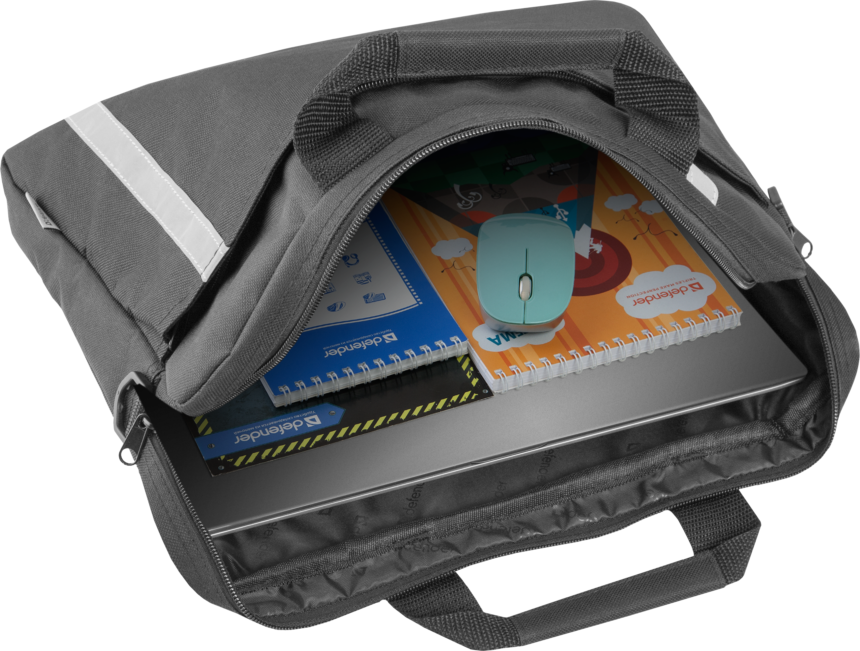 26097 сумка для ноутбука shiny 15''-16" черный, светоотражающая полоса Defender Santreyd  - Вид №2