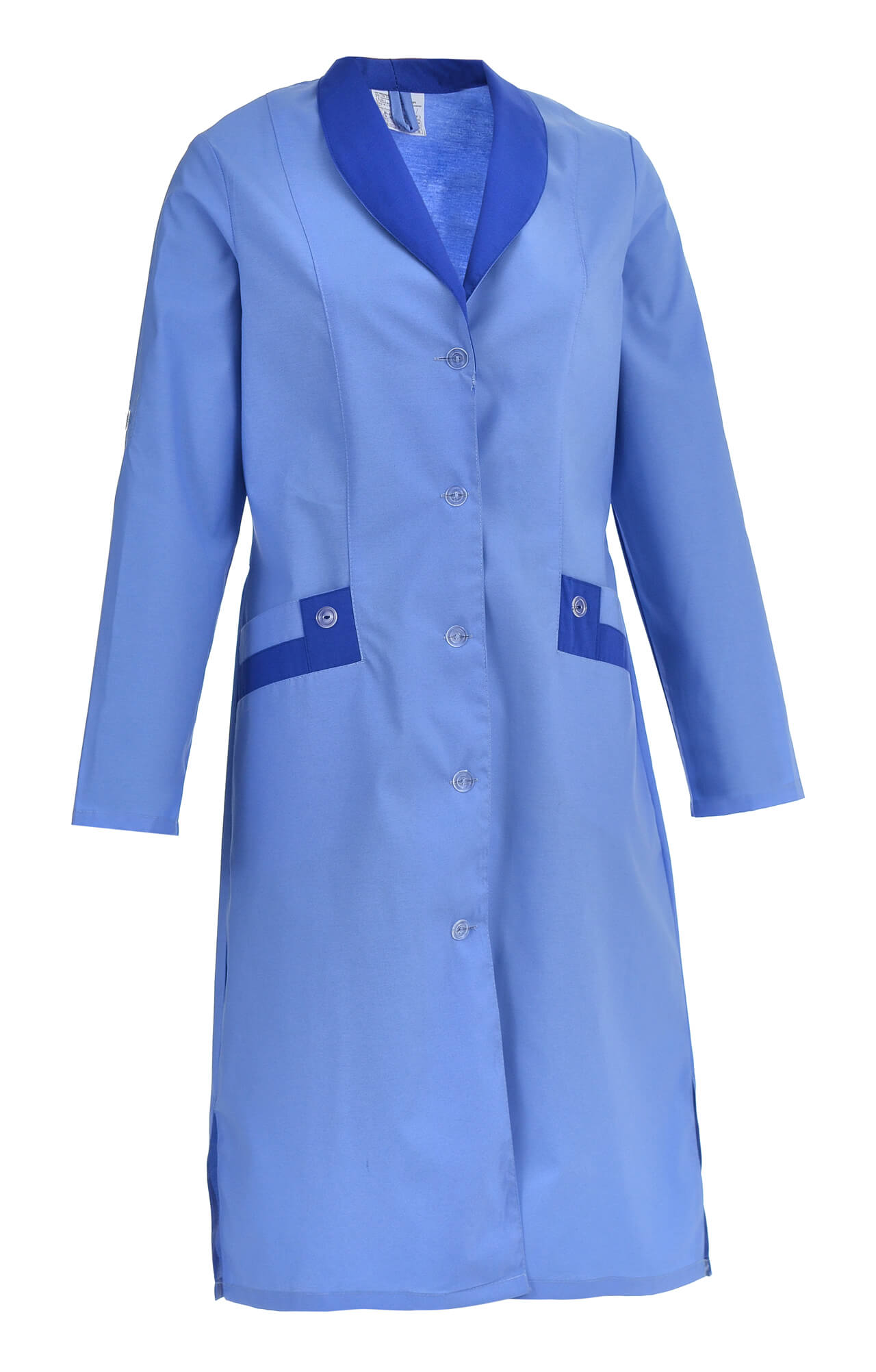 61730 Халат "Радуга" длинный рукав голубой  Одежда для обслуживающего персонала  размер 44 Спецодежда  - Вид №2