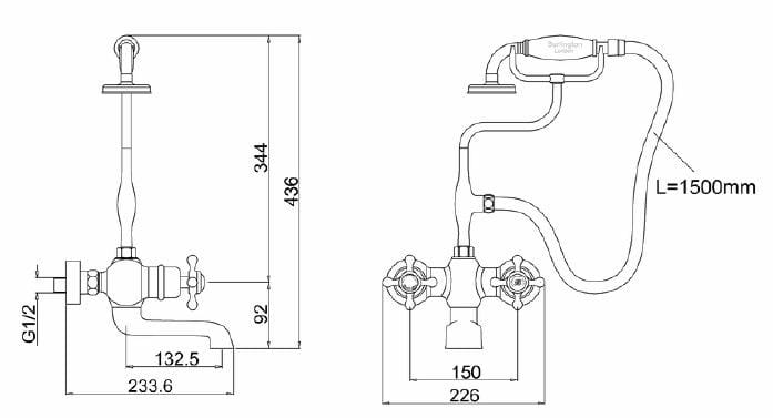 Набор настенных ванн с ручным душем Burlington TAY ARCH-00050511 - Вид №3