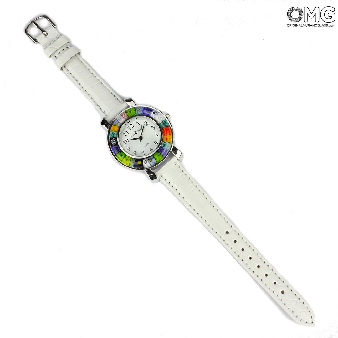 3002 ORIGINALMURANOGLASS Наручные часы Унисекс - белые - миллефиори - Original Murano Glass OMG 23 см  - Вид №1