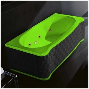 Ванна Gruppo treesse New Classic Young STD-V6747-DX-KC-SZ салатовая с золотой фурнитурой и гидромассажем прямоугольная правая чёрная кожа