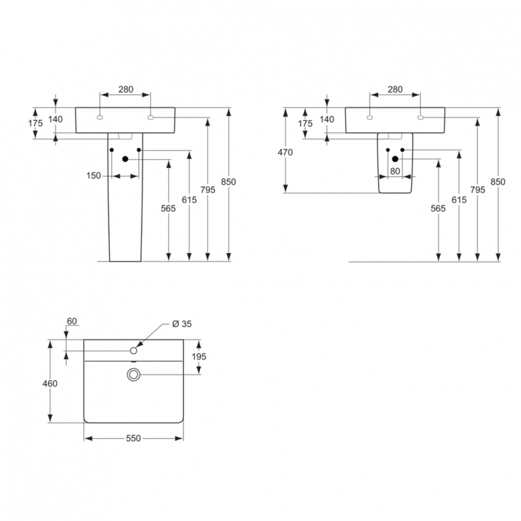 E784401 Раковина 55 см Ideal Standard CONNECT - Вид №8