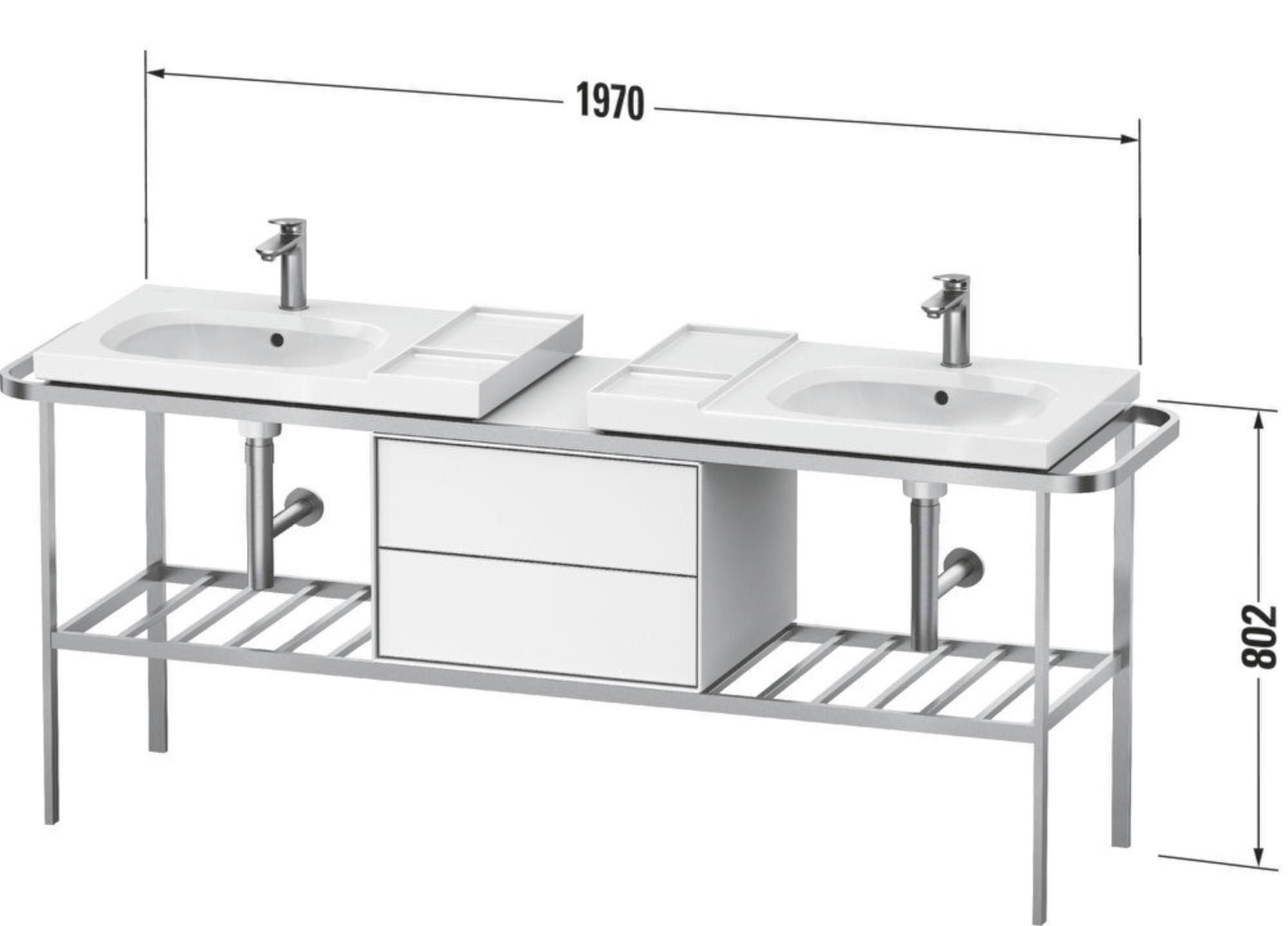 Металлическая напольная двойная раковина с выдвижными ящиками Duravit Aurena ARCH-00123250 - Вид №2