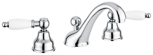 121033CR Смеситель Deco Ceramic с донным клапаном для раковины на 3 отверстия, цвет хром EMMEVI Decò ceramic