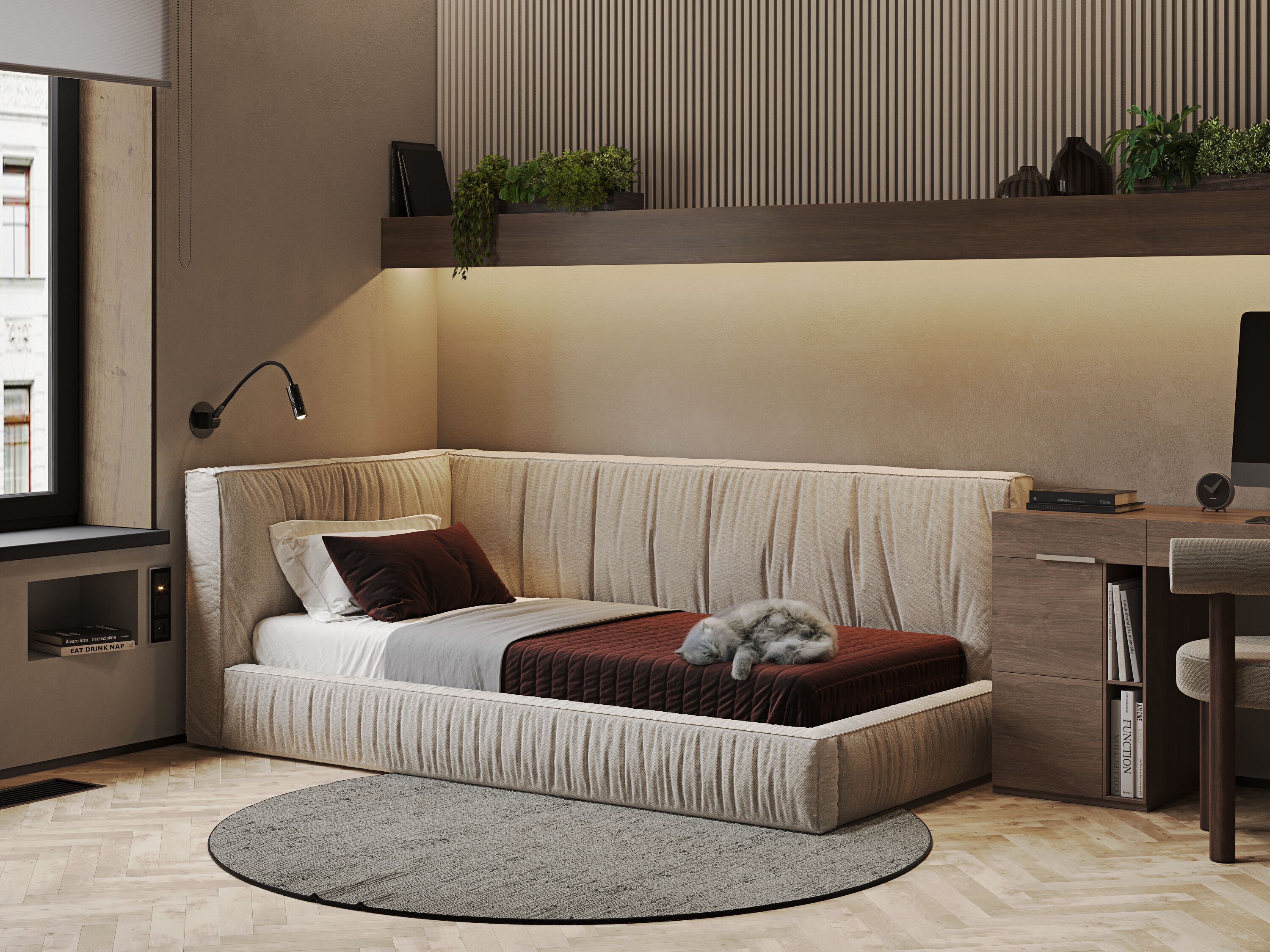 Односпальная кровать с мягким изголовьем Woodsoft PULA ARCH-00137658 - Вид №4