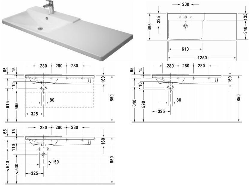 Подвесная раковина настенная овальная Duravit P3 Comforts белая sun-id-1501067 - Вид №4