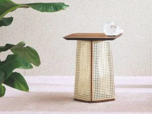 Miniforms Квадратный журнальный столик из венской соломы и дерева Colony