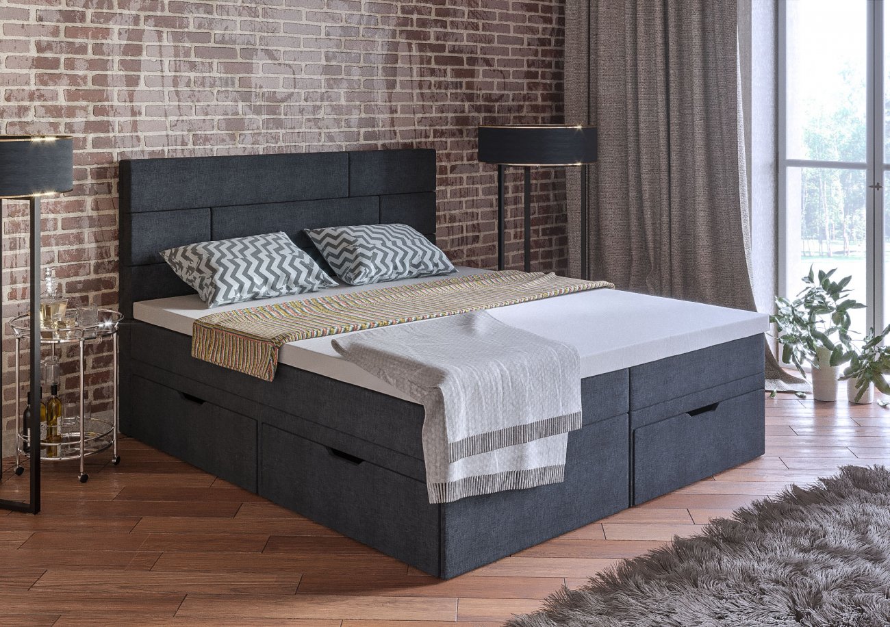 Кровать двуспальная 160х200 серая "Домино" BELABEDDING ДОМИНО 131576 Черный - Вид №6