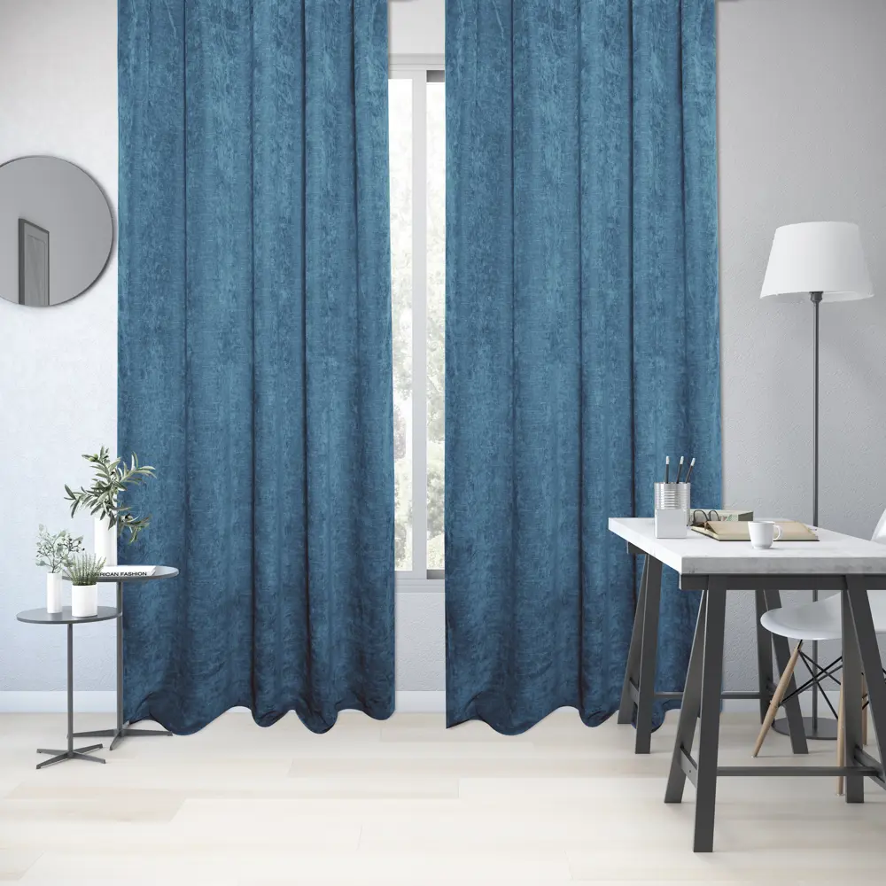 Штора на ленте Inspire Ryazan 200x280 см цвет синий 88935309 STLM-2012076 