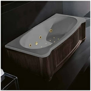 Ванна Gruppo treesse New Classic Young ATC-V674Q-DX-WV-SEZ серая с золотой фурнитурой гидромассажем аэромассажем и дезинфекцией прямоугольная правая дерево венге