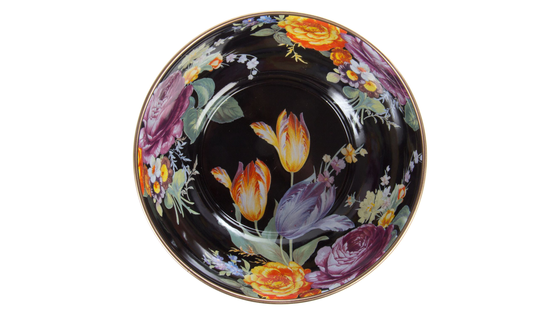 10595130 Mackenzie-Childs Салатник малый (черный) Flower Market 15Dx5H Сталь  - Вид №1