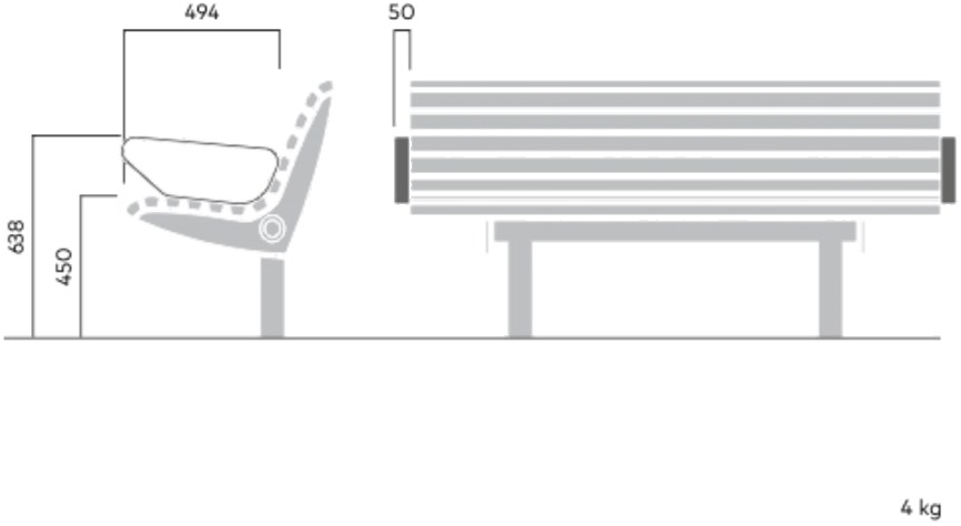 VESTRE Скамейка из стали и дерева с подлокотниками Urban sun-id-1367535 - Вид №5