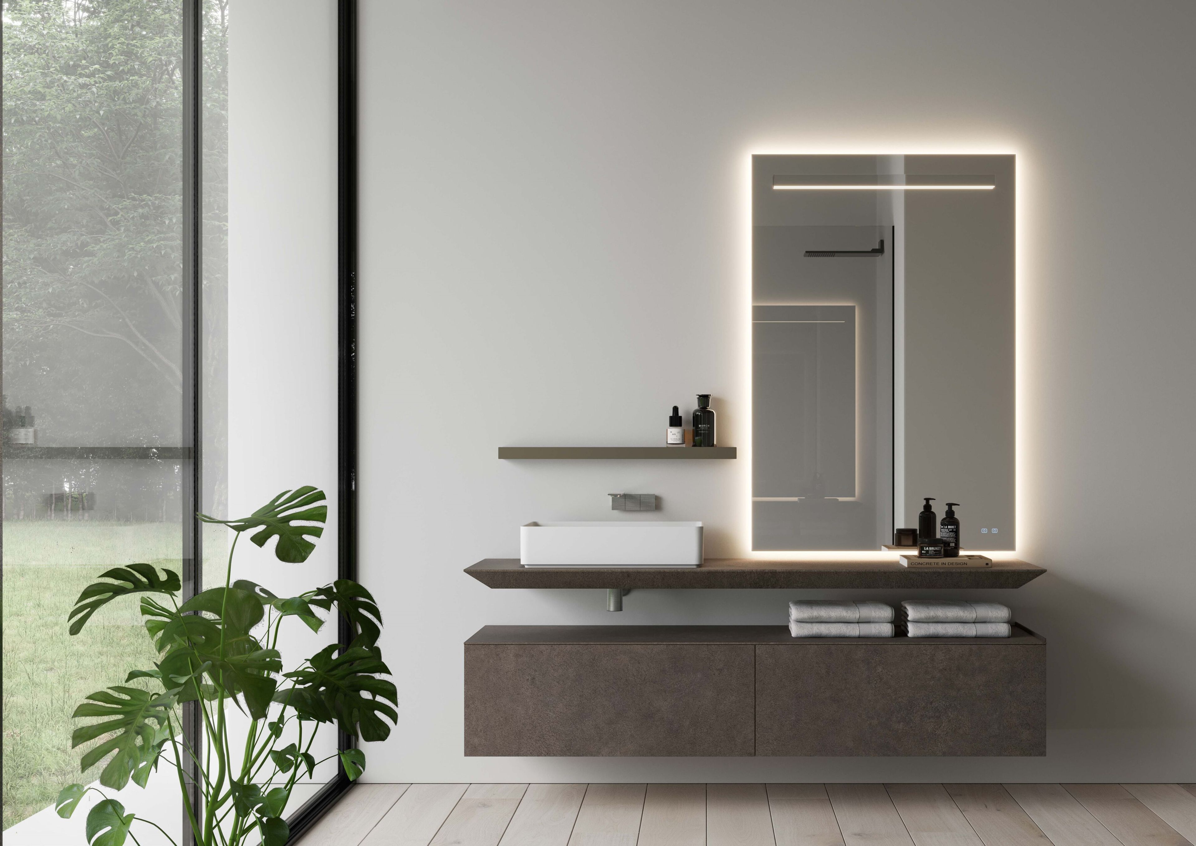 Прямоугольное зеркало со встроенным настенным освещением Ideagroup SIDE-UP ARCH-00037243 - Вид №3