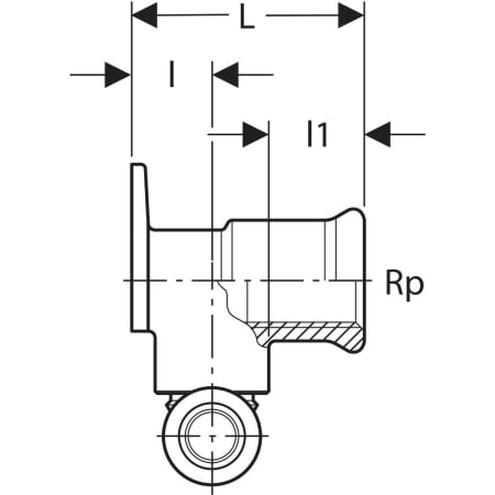 GEBERIT 612.301.00.5 Т-образная водорозетка Geberit Mepla 90° с уступом  - Вид №2