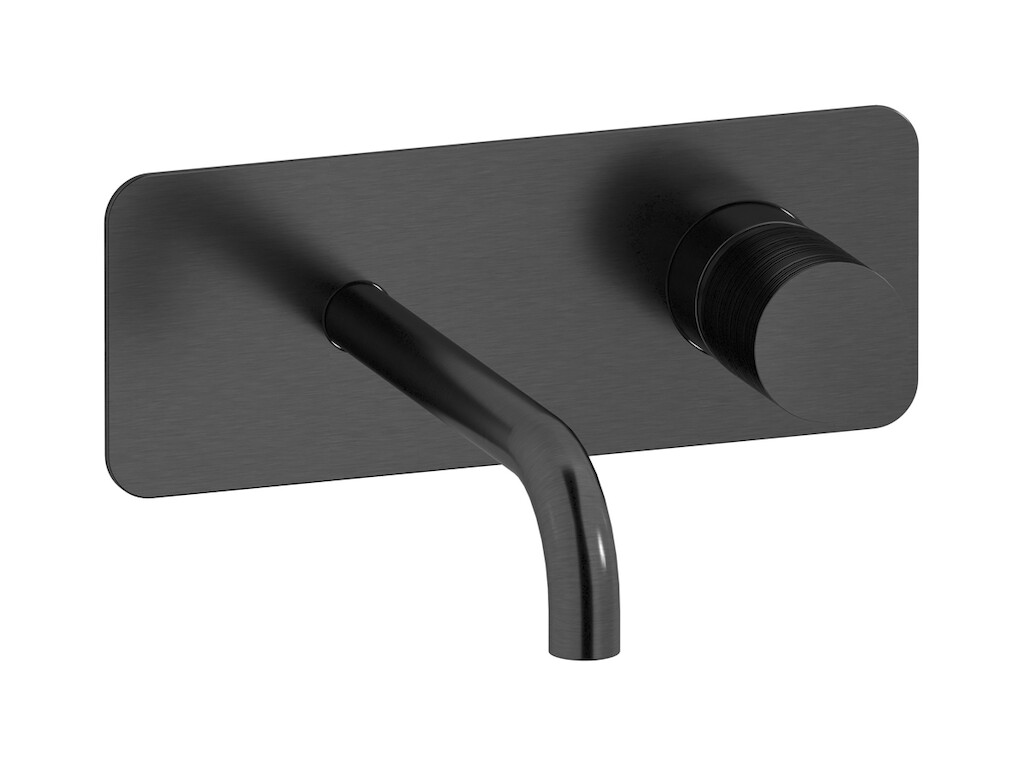 Встроенный в стену смеситель для раковины на 2 отверстия в комплекте с донным клапаном WE ARE IB vn300rs Brushed Black Chrome Vinile