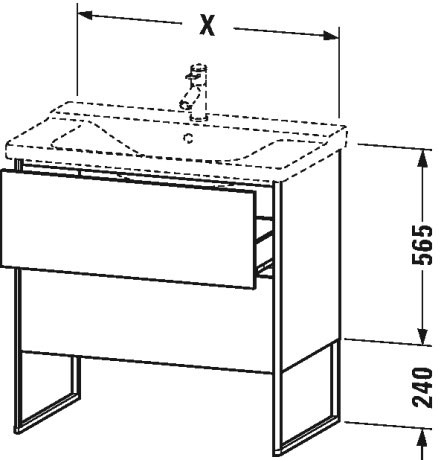 XS446006060 Тумбочка напольная XSquare #XS4460 610 x 473 мм Серо-коричневый шелковисто-матовый лак Duravit - Вид №3