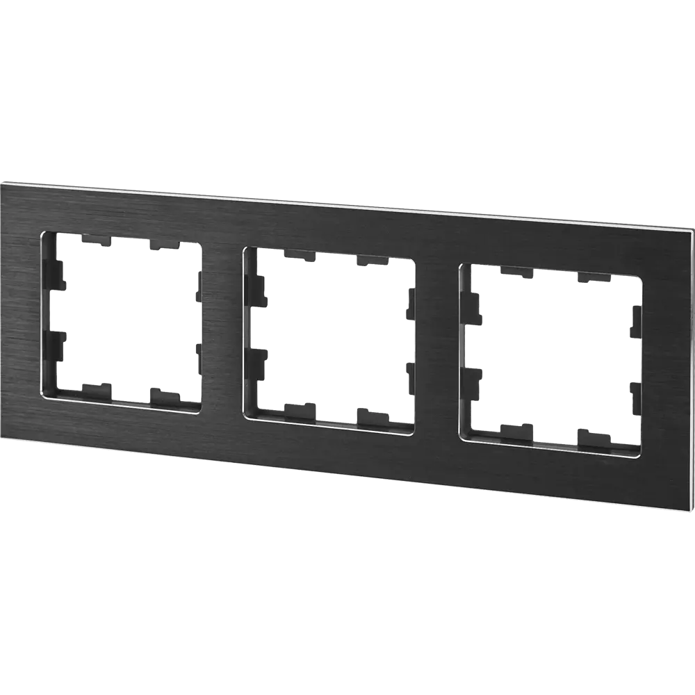 Рамка IEK Brite для розеток и выключателей - 3 поста, черный металл 87761327 STLM-1117128 - Вид №2