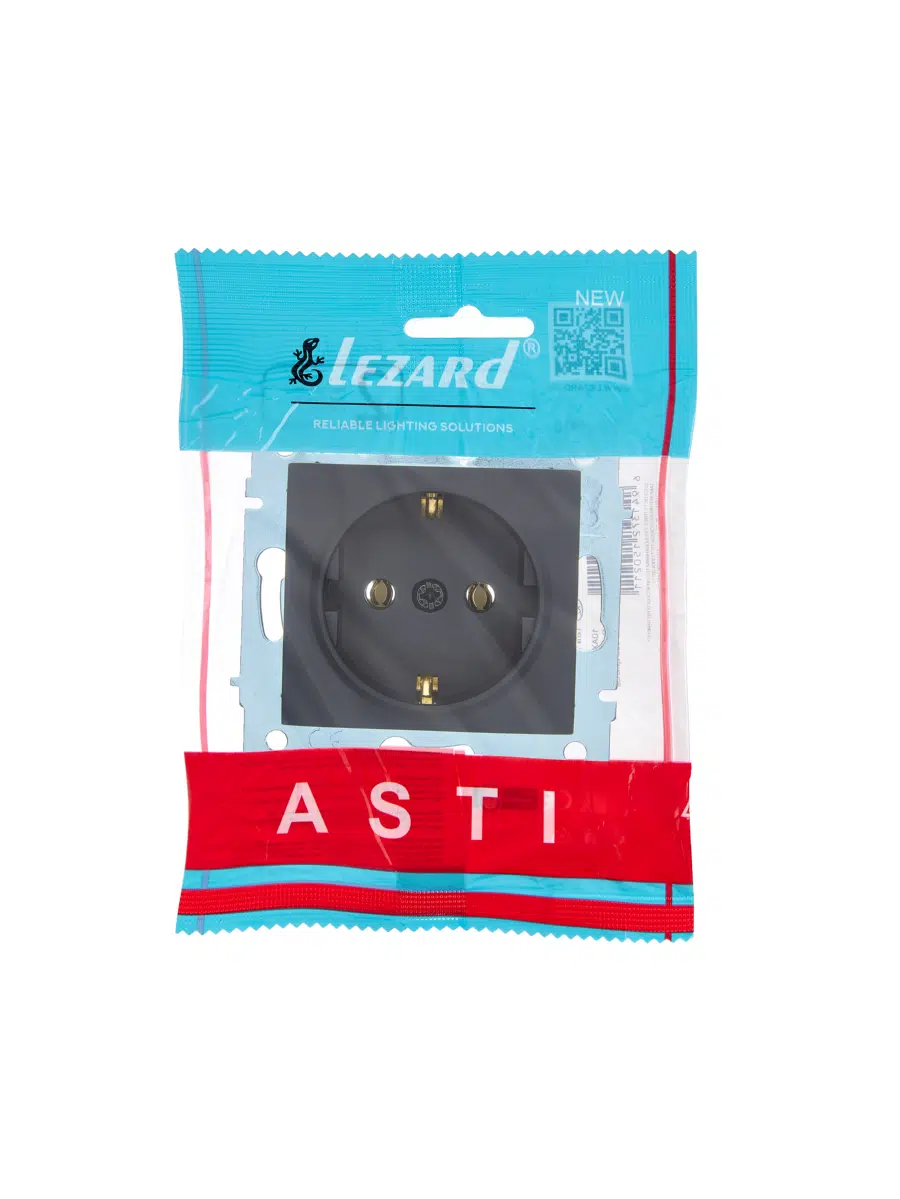 ASTI Розетка с/з ПБТ чёрный бархат механизм LEZARD 7081-4288-122B - Вид №3