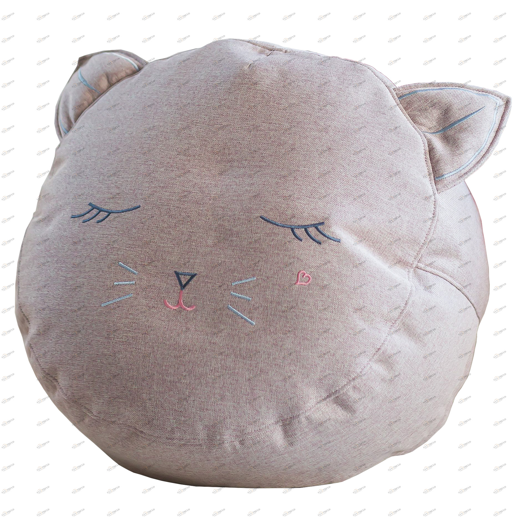 Пуфик-котик детский с вышивкой рогожка серый Kiton 5 МАСТЕРСКАЯ КРЕСЛО  335308 Серый Santreyd 