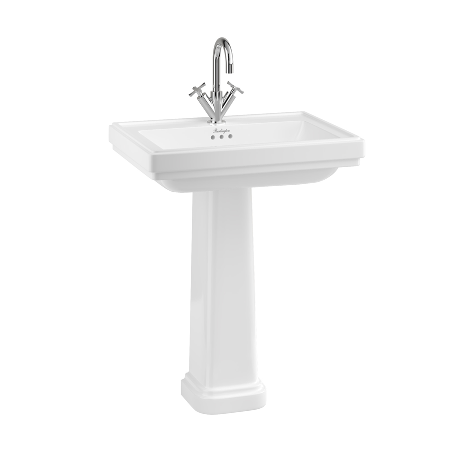 Burlington Riviera Квадратная чаша Riviera 650 мм с пьедесталом Riviera Full с 3 отверстиями под смеситель RIV2 3TH - RIV6 