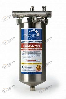 Корпус фильтра Тайфун 10BB х1" нерж. сталь для хол. и горячей воды со сливом ГЕЙЗЕ 50647