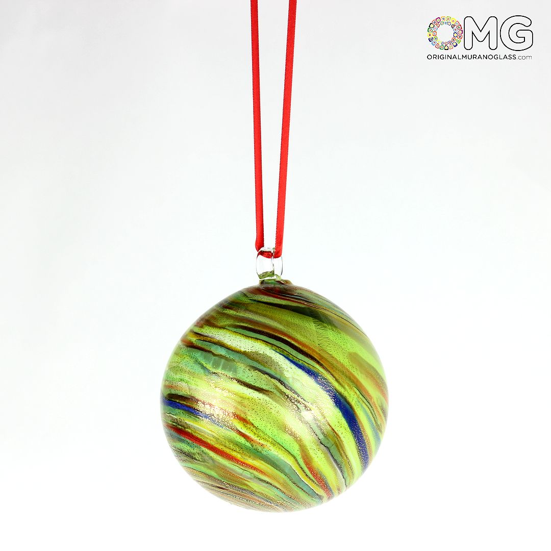 1956 ORIGINALMURANOGLASS Зелёный Ёлочный шар Twisted Fantasy - муранское стекло OMG  см  - Вид №1