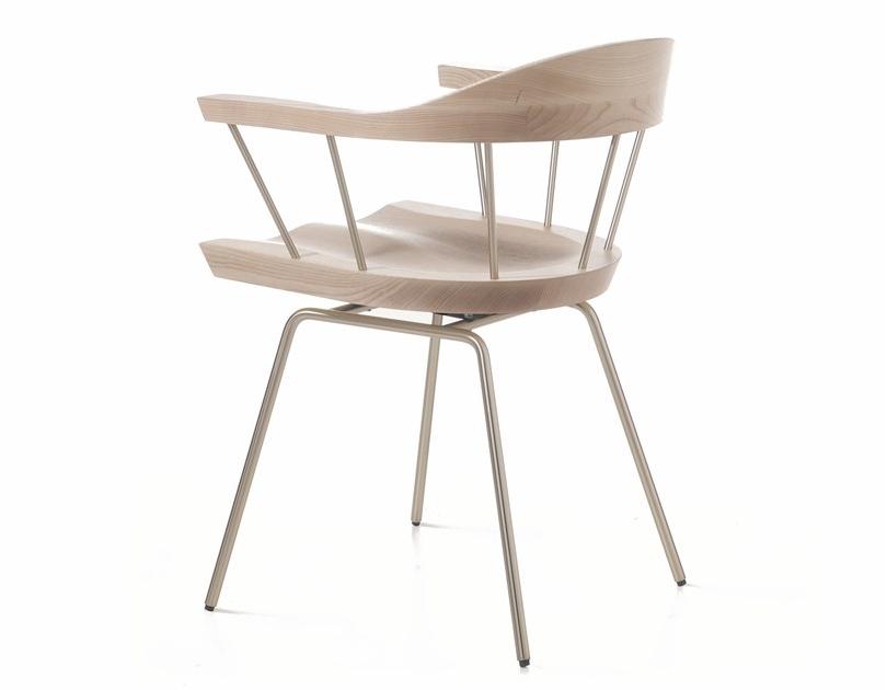 BassamFellows Стул из стали и дерева с подлокотниками Spindle Cb-28s+cb-208 - Вид №3