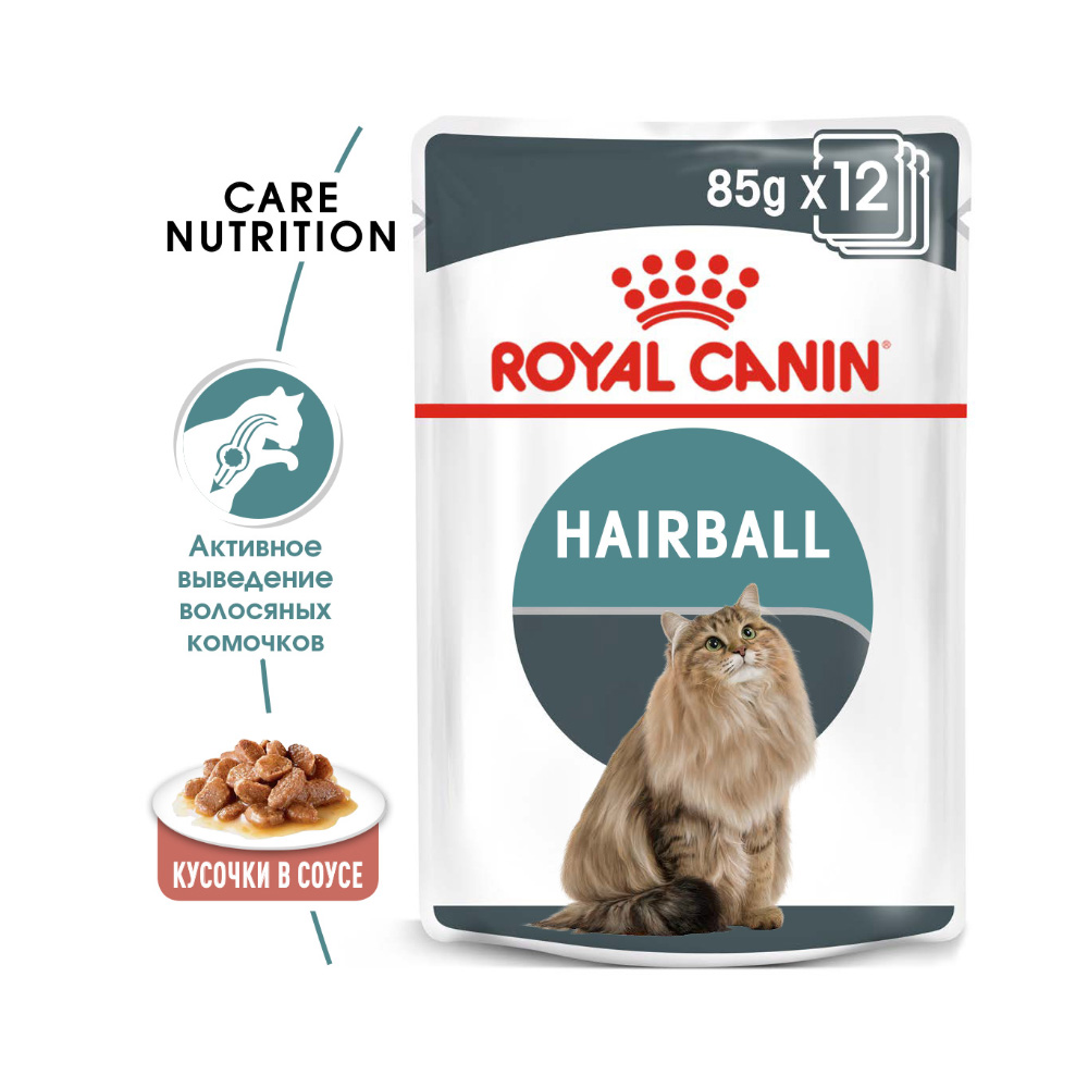 ПР0056364 Корм для кошек Hairball Care для выведения шерсти, в соусе пауч 85г ROYAL CANIN  - Вид №1