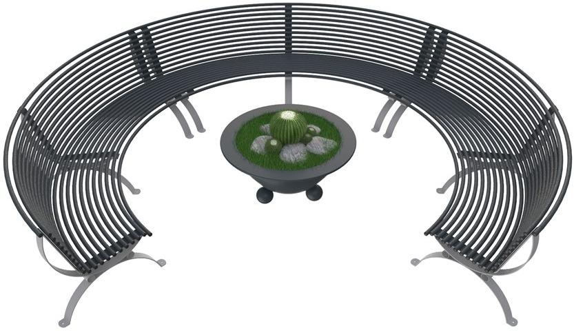 Lazzari Изогнутая металлическая скамья со спинкой Positano sun-id-1487510 - Вид №3