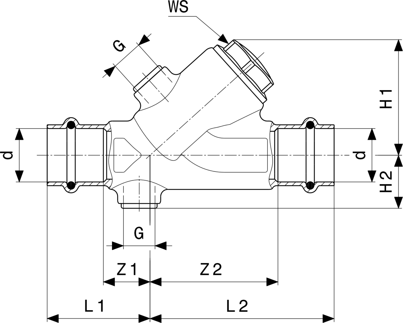 471 040 Модель 2239 Трубопроводные системы  Profipress  Бронзовые запорные вентили Santreyd  - Вид №3