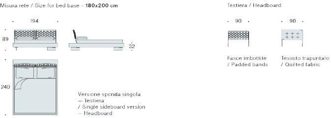 Saba Italia Двуспальная кровать с обивкой из ткани Limes sun-id-1504063 - Вид №7