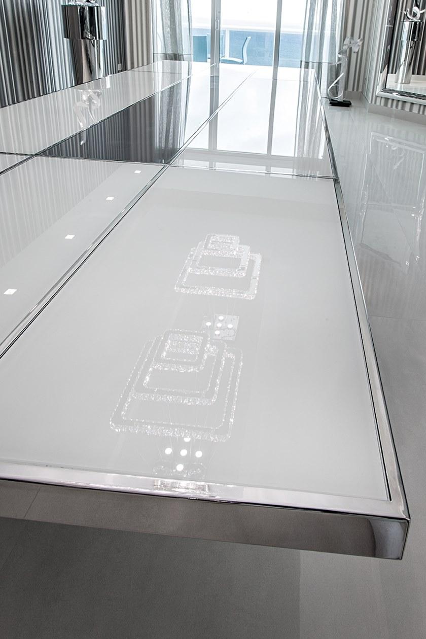 Officine Sandrini Прямоугольный обеденный стол из нержавеющей стали и стекла Frame sun-id-1493477 - Вид №4