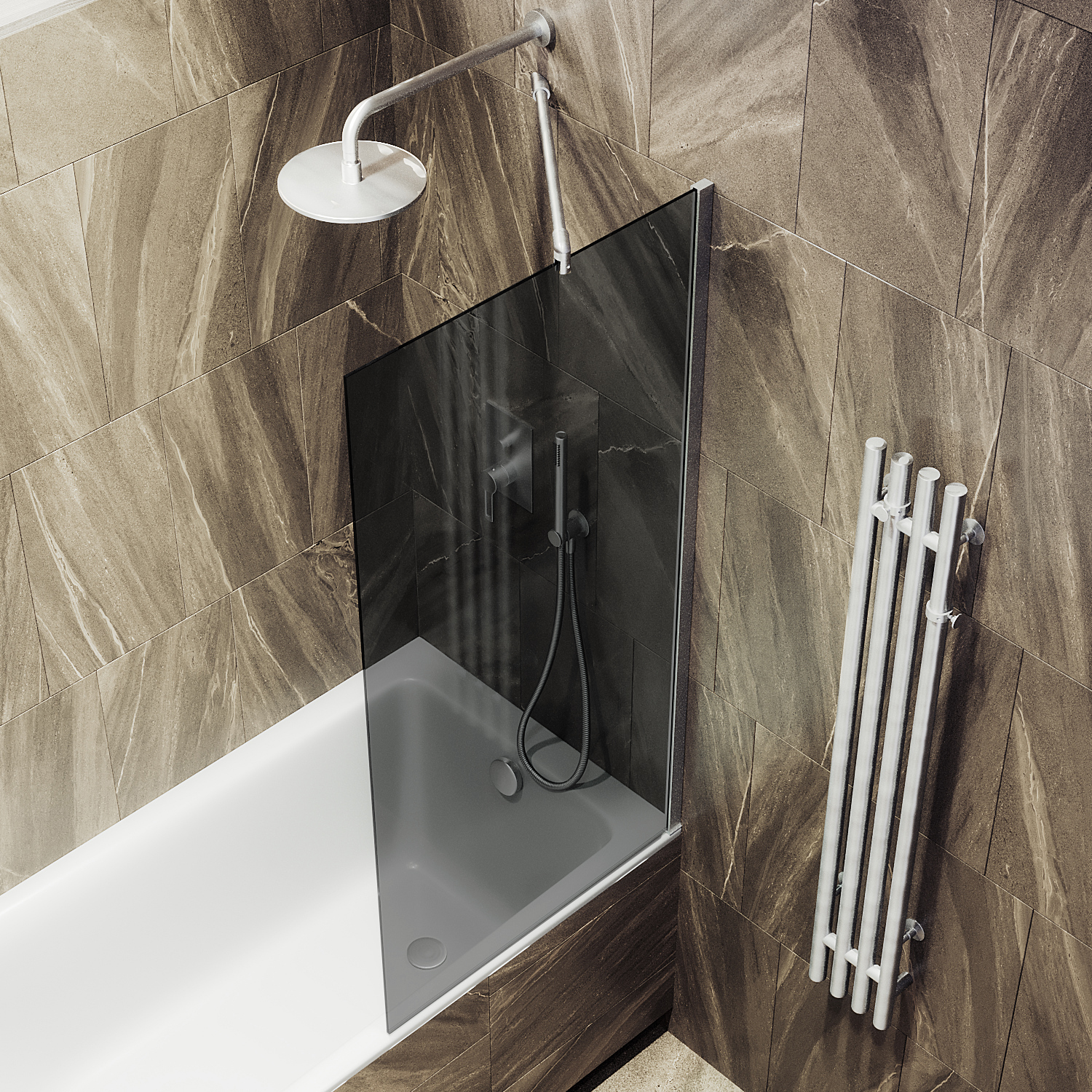 Шторка для ванны в широком профиле ST-252-5ш Public Steel