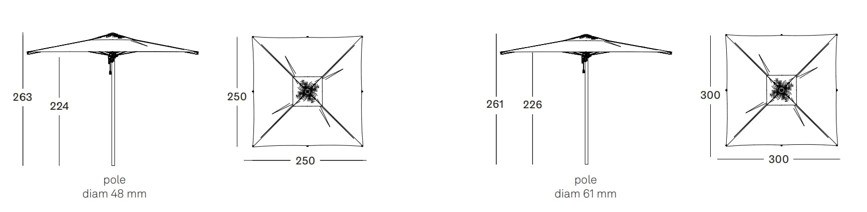 Квадратный стальной зонтик с порошковым покрытием Vincent sheppard FLORENCE ARCH-00051510