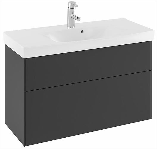 47444 IFO Sense тумба для умывальника с двумя ящиками, W = 900 мм, W1 = 922 мм, шпон черного дуба - Вид №9