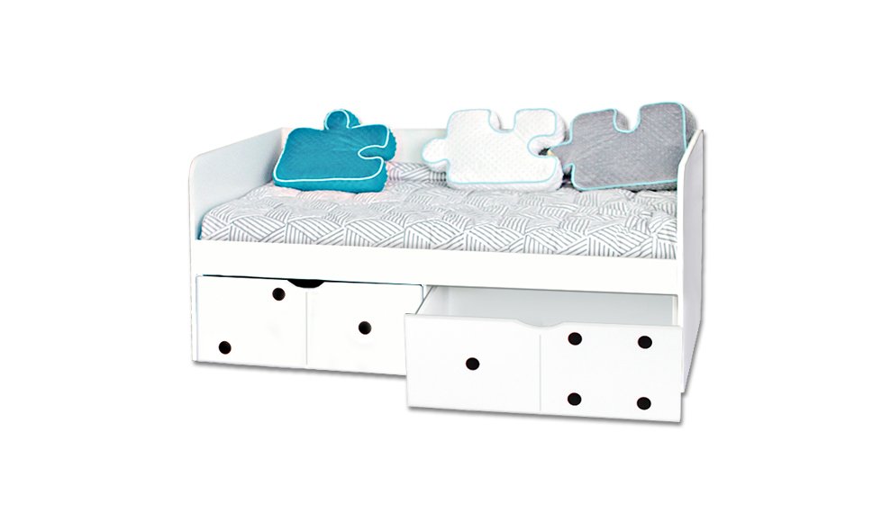 Детский диван-кровать с 2 ящиками "Продленка" МАНДАРИН ПРОДЛЕНКА 178744 Белый;черный Santreyd  - Вид №3