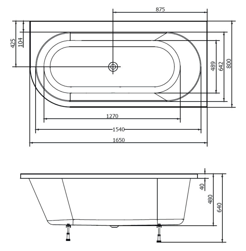 Акриловая ванна ALPEN Astra 165x80 R 34611 - Вид №2