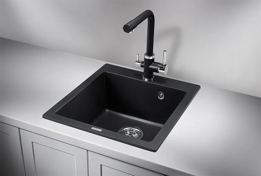 4651, ЧЁРНЫЙ, кухонная мойка, кварц GRANULA 4651-ST93