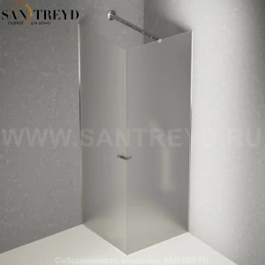 Душевое ограждение FLAT DX подрезаемое, стеклянная с дверью матовая перегородка с держателем и встроенным душем. Размеры: глубина от 70 до 100, длина от 70 до 140 см