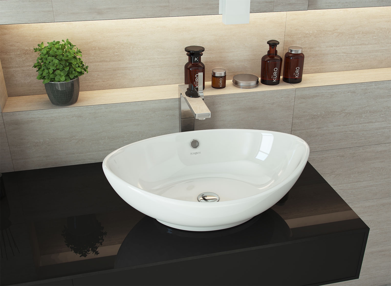 Гамма 560 Накладная раковина на столешницу  прямоугольная KIROVIT Гамма - Вид №2