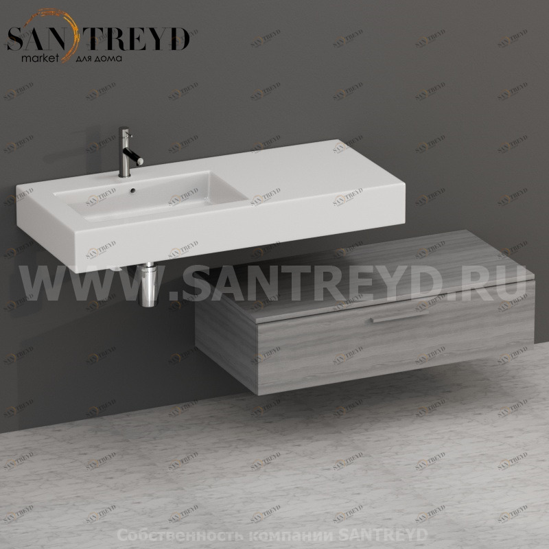 S10024TO Тумба с 1 ящиком 100 см цвет Северное Дерево темное ARREDO WOOD Италия Ceramica Globo