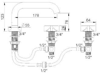 rvb Нажмите для мойки на 3 отверстия из хромированной латуни Times 4073.--.46 - Вид №1