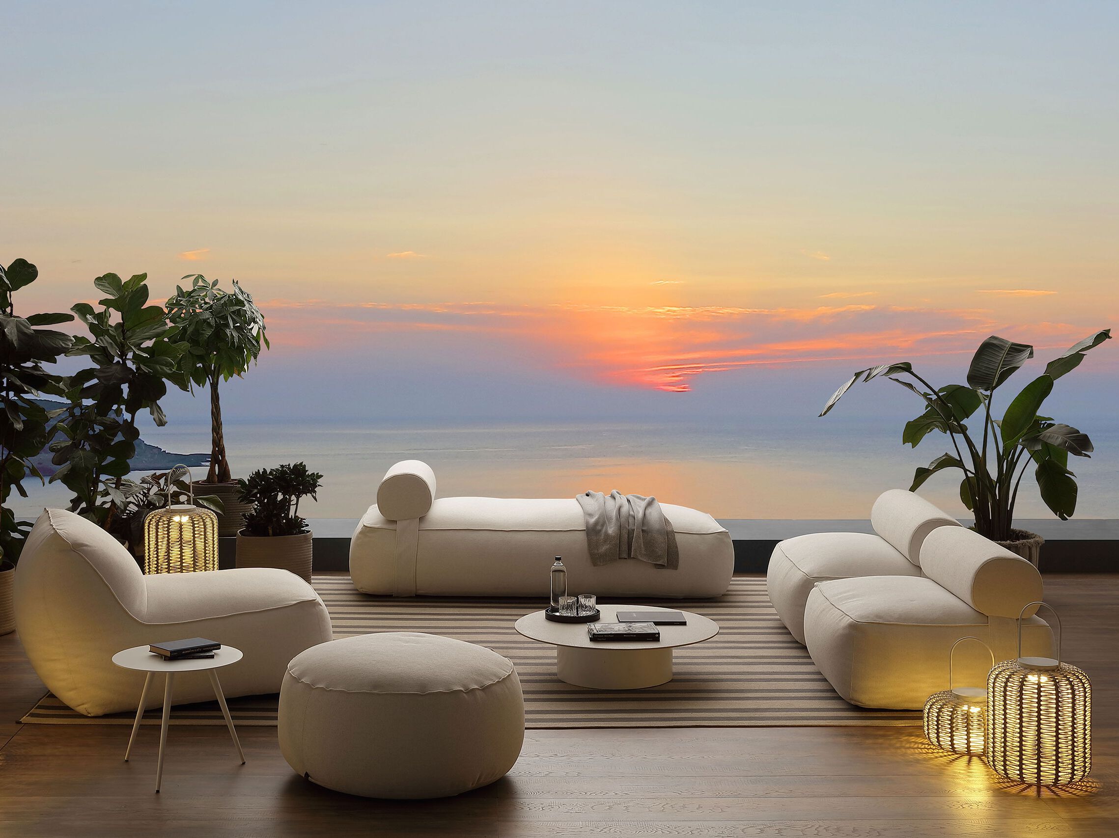 Открытый ткань сад круглый пуфик Nodo Italia Beach House ARCH-00113348 - Вид №3