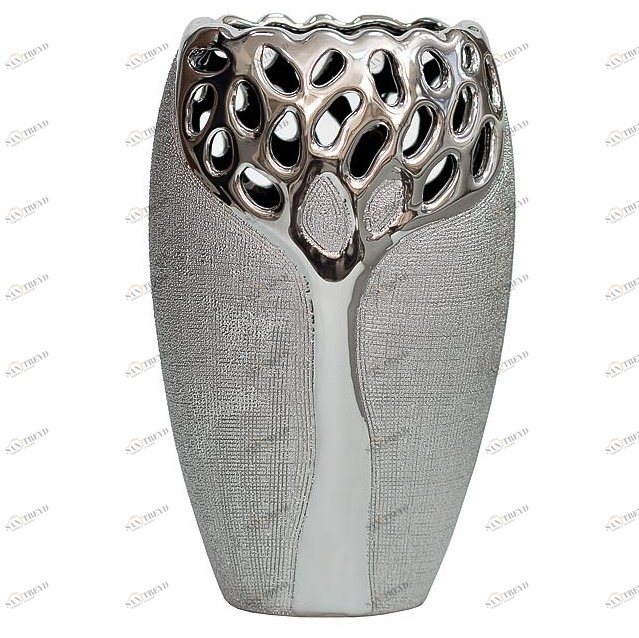 Ваза керамическая серебряная 24 см GARDA DECOR - 115808 Серебро 