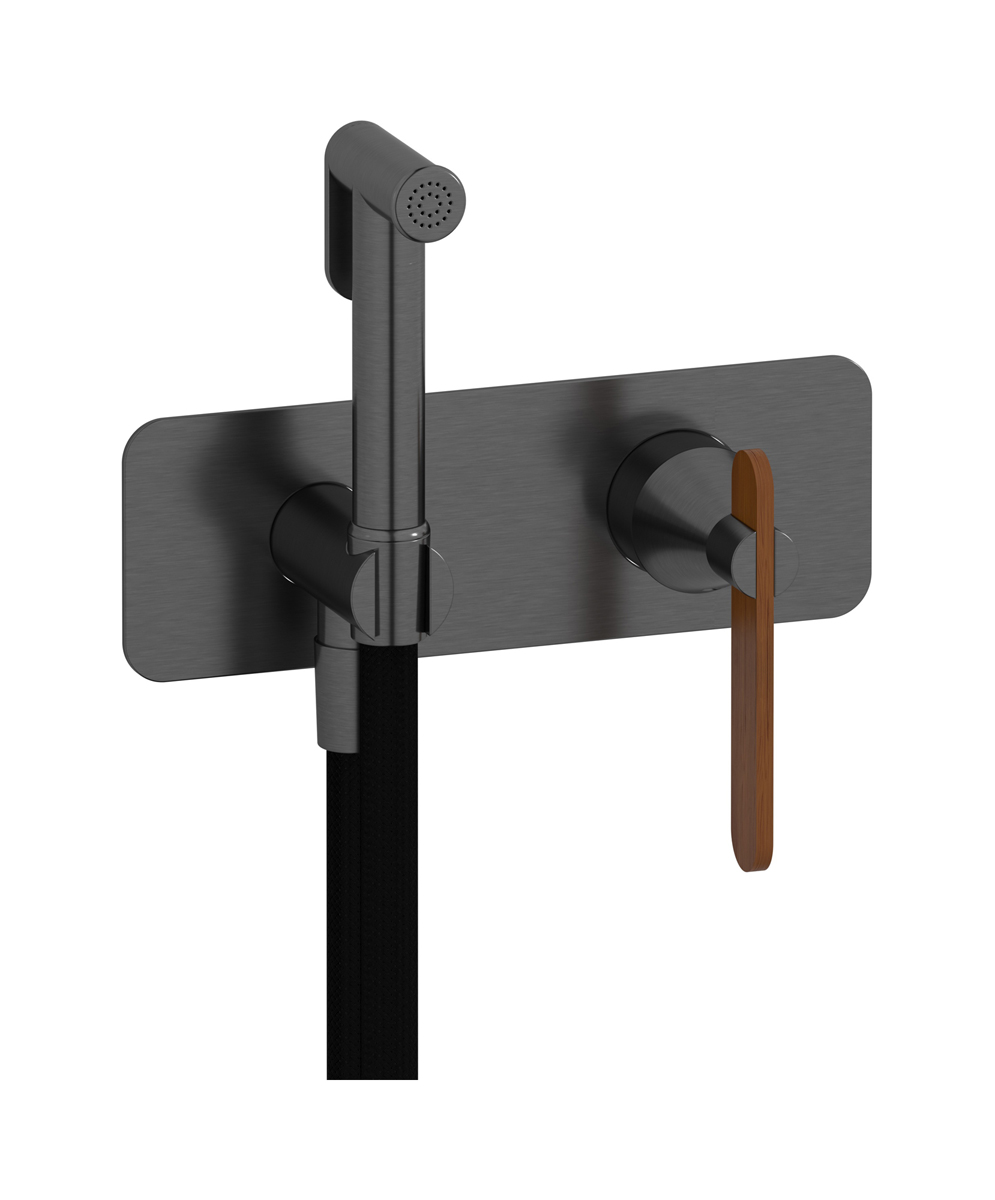 Внешние части гигенического душа со смесителем. WE ARE IB ol313cs Brushed Black Chrome Soho